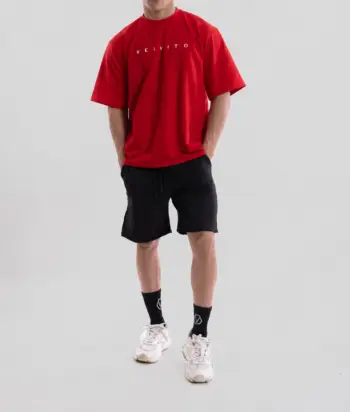Bold Arc Oversized T-shirt Red