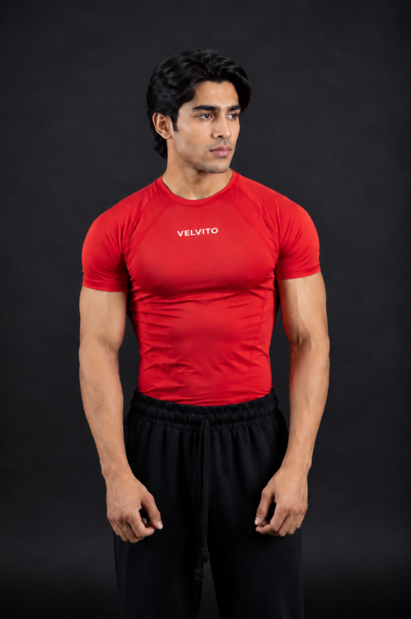 Air Tech Compression Half Sleeves T-shirt Red
