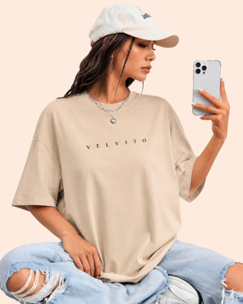 Bold Arc Oversized T-shirt  Women's Beige