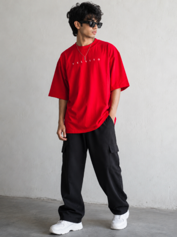 Bold Arc Oversized T-shirt Red