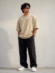 Bold Arc Oversized T-shirt Beige