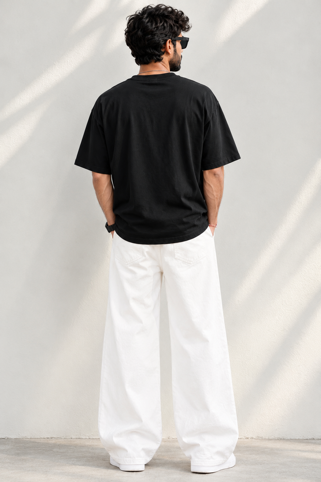Back-View Streetwear in Black and White