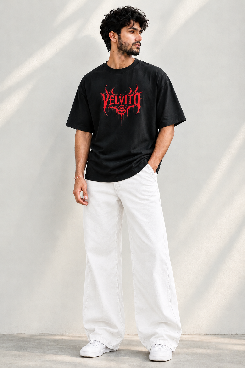 Minimal Streetwear with Red Velvito Graphic
